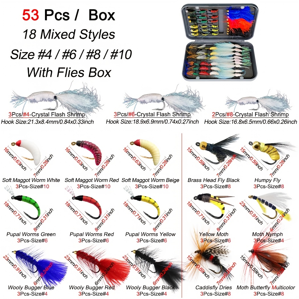 Dry/wet Flies Bait - Fly Fishing Flies Kit 53/98pcs/set Artificial Nymph Bait For Catching Fish Like Trout//perch/carp Etc In Fresh Water