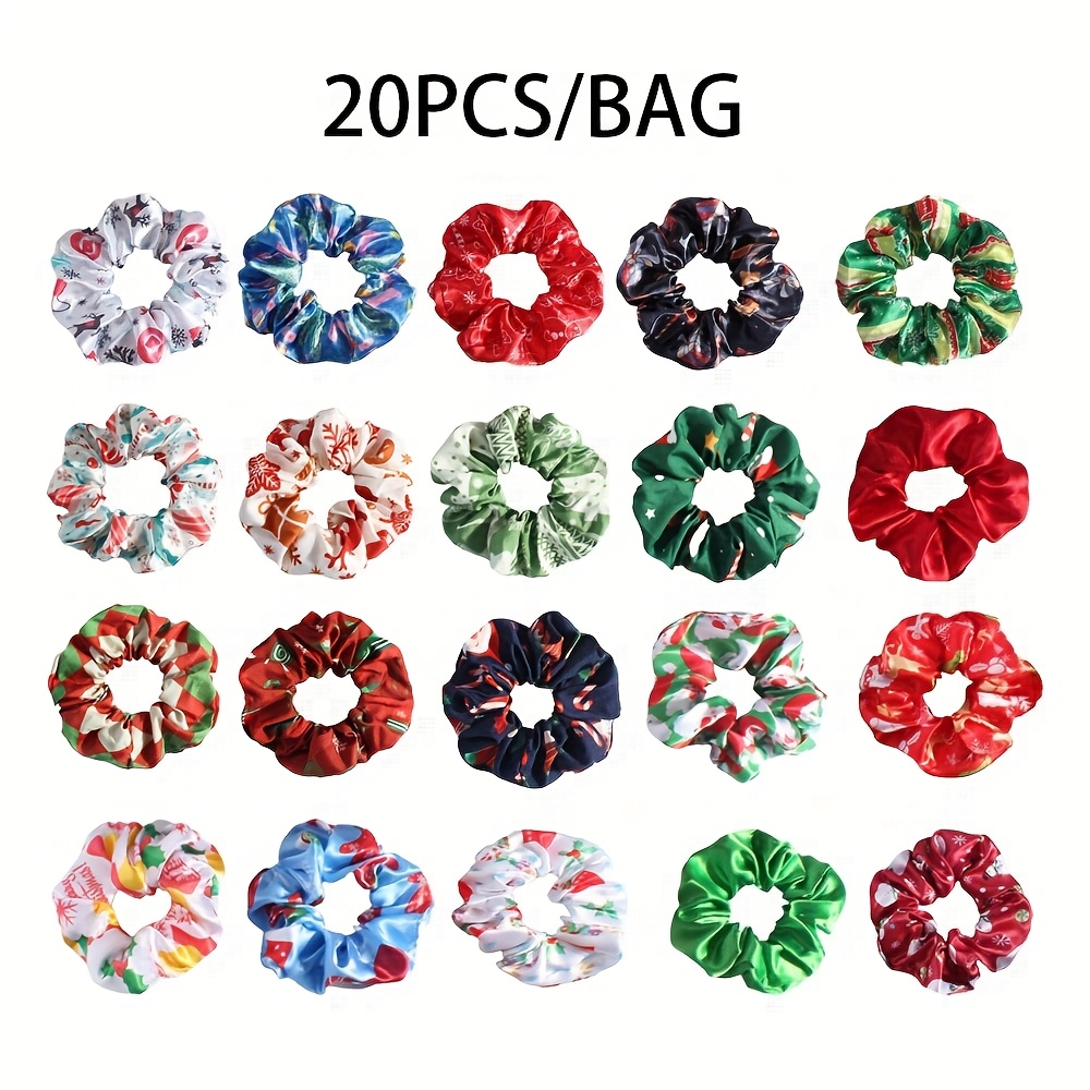 20 peças/conjunto de Laços de Cabelo Coloridos com Estampa de Natal para Meninas - Acessórios de Cabelo para Festas e…: retailer-supplied image