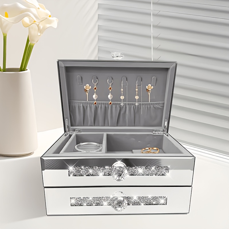 2-layer Glass Fragment Crystal Jewelry Box