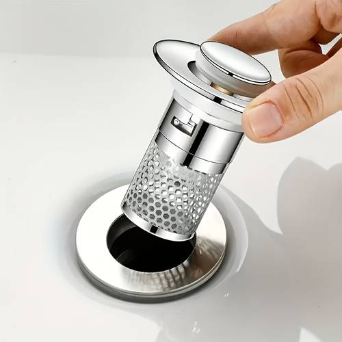 item picture universal up bathroom sink stopper with hair catcher 304 stainless steel anti odor drain filter for bathtub shower anti clogging strainer with fast drainage core plug replacement
