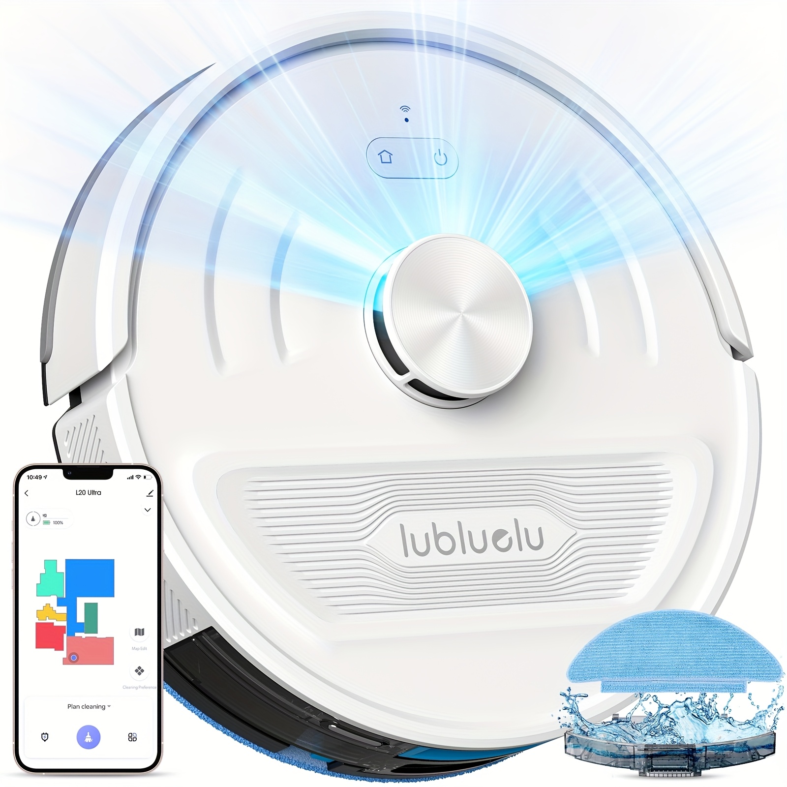 Lubluelu L20 Ultra Robot Vacuum And Mop, 3-in-1 Robot Vacuum Cleaner, 6500pa Super Suction, 120 , Recharge, Precise Navigation, , , 30 No-go Zones, Smart App Control,for Carpet Pet Hair Hard Floor