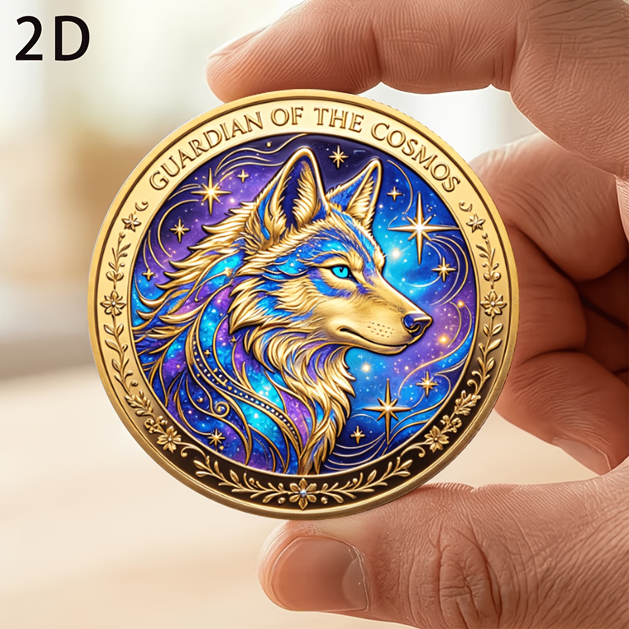 TEMU Double-sided Wolf Commemorative Coin - 2d Printed Collectible Suitable For Birthday Gifts, Protection Talisman With & Wolf, Good Luck For And,