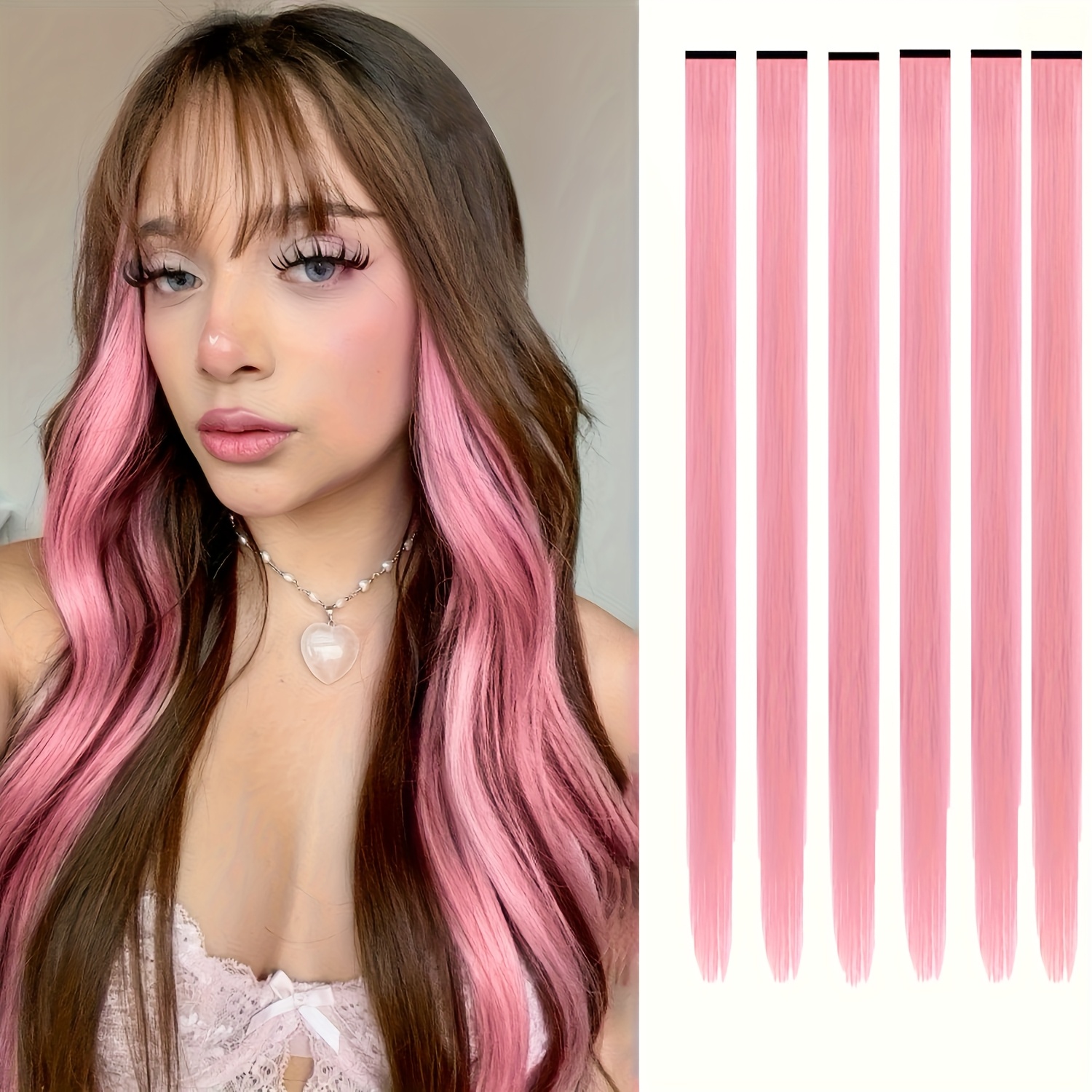 TEMU Extension per Capelli Colorati, Clip-in Lunghe Extension Sintetiche Dritte e Colorate per Feste, Extension Ombre per Donne, Regalo per Cosplay e