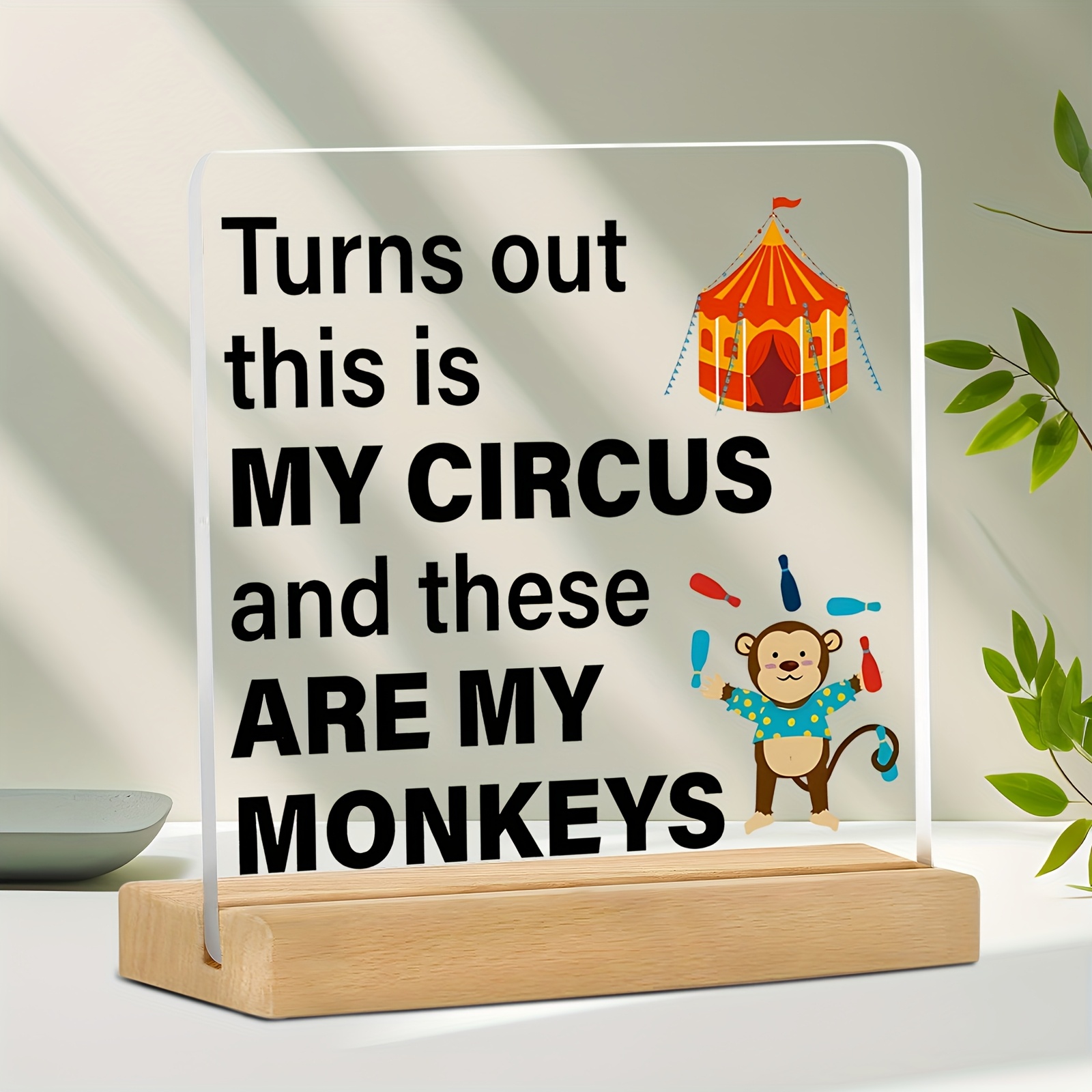 TEMU 2d Flat - [2d Flat] Acrylic Sign With A 2d Flat Print - "not , Not My Monkeys" Is A Humorous Desk Decoration, Featuring A Modern Acrylic Design.