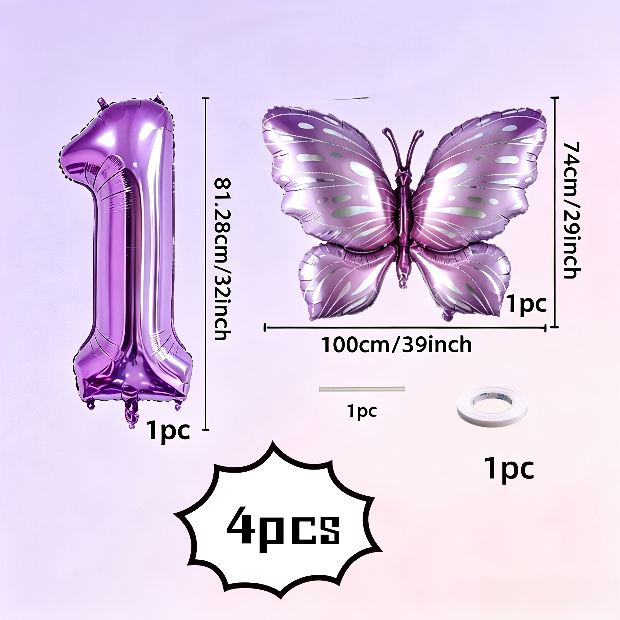TEMU 4pcs, 39-inch Purple , 32-inch 0-9 Digital Balloon Set, Large Colored Aluminum Foil Balloons, Shower, Birthday Party, Christmas Decoration,