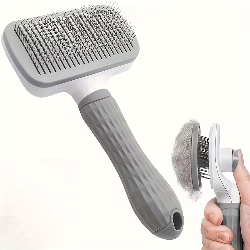 2pcs Pet Massage Comb Set, Pet Hair Removal Grooming Brush, Flea And Floating Hair Removal, One-Button Easy Loose Undercoat Removal Tool for Dogs And Cats, Pet Comb, Flea Comb