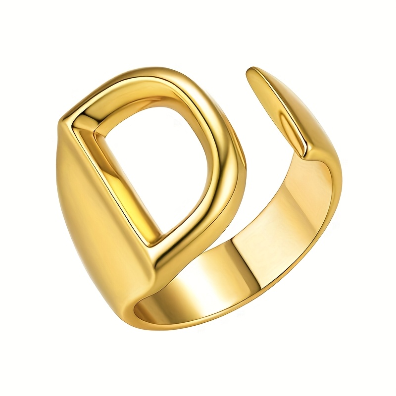 Vintage 26 English Letters Stainless Steel Open Ring