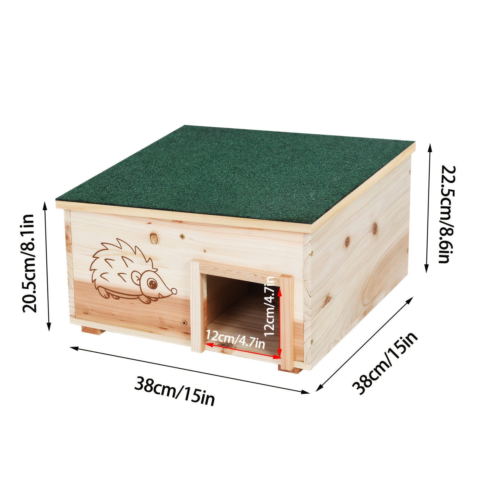 E-shop Holz-Igelhaus für Kleintiere – Wetterfestes Versteck für Innen/Außen mit mehreren Fächern, langlebiger Holzsockel, Winterunterkunft für Hamster,
