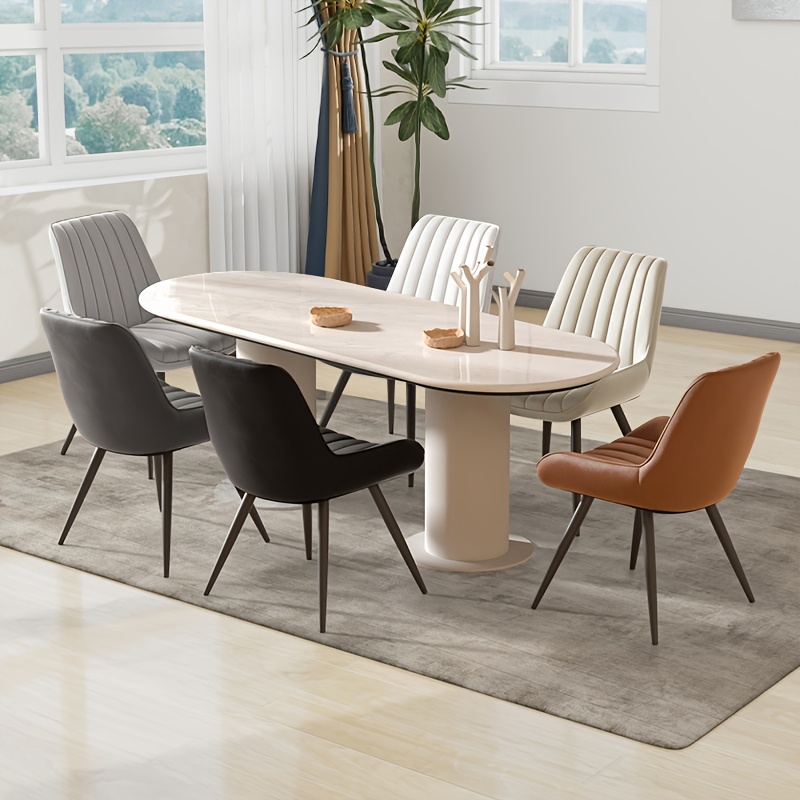 Modern Dining Chairs, Comfy Dining Room Chairs with Thick Cushions, Upholstered Fabric Kitchen Side Chairs with Metal Legs