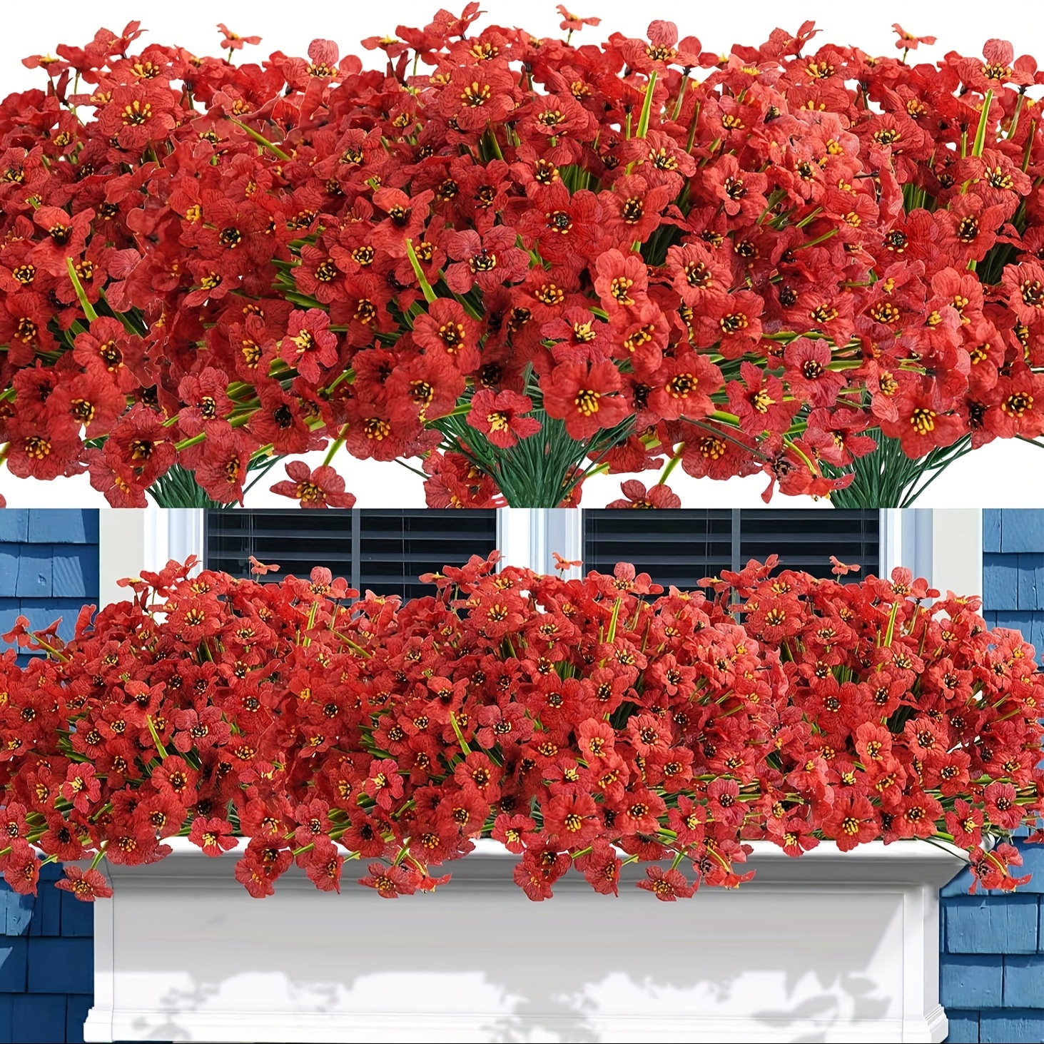 

20/24 Bundles Artificial Outdoor Flowers Uv Resistant Fake Flowers No Fade Faux Plastic Greenery Shrubs Garden Porch Window Box Decorating