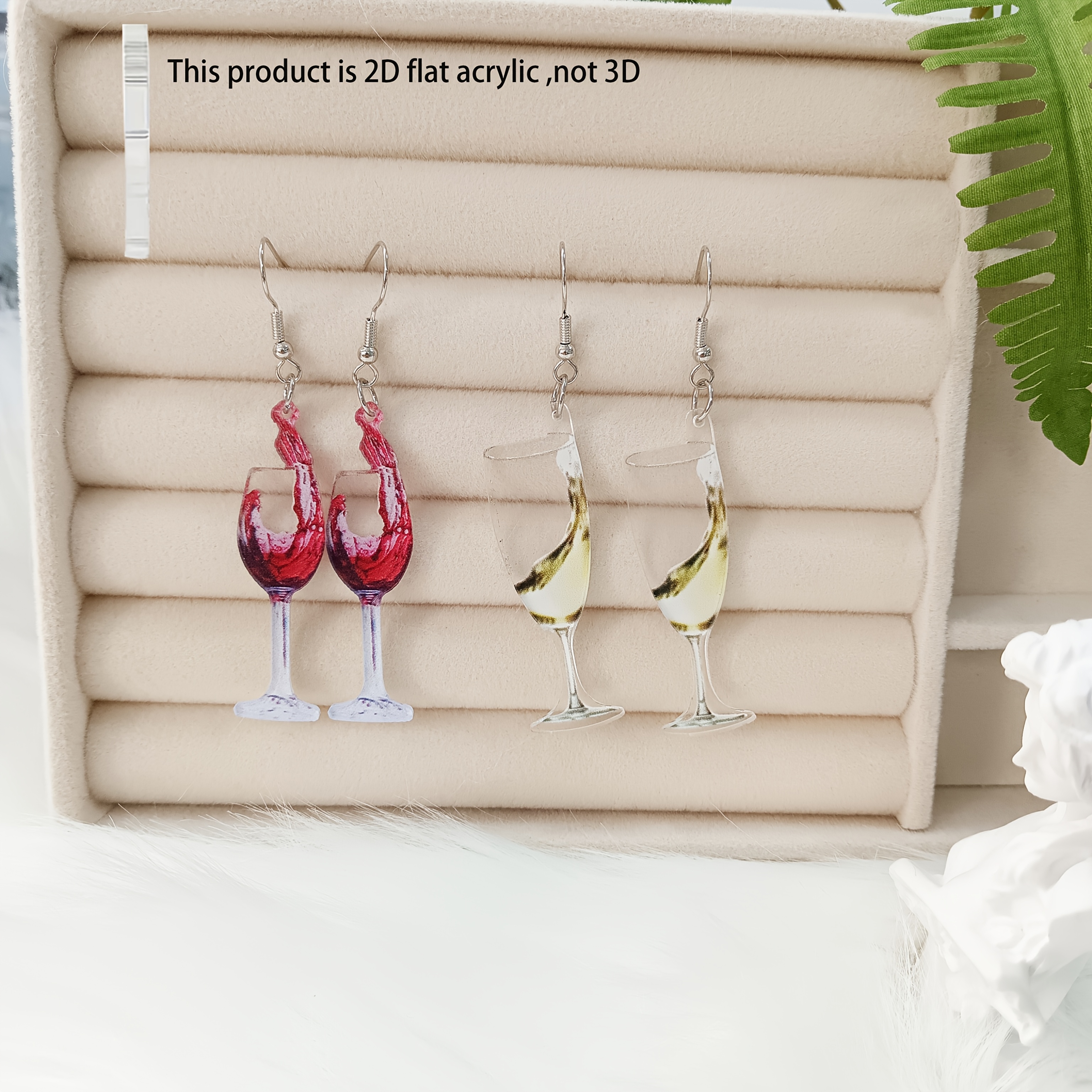 Image of 2d Flat, 2d Flat 4pcs Set Transparent Acrylic Beer Festival Wine Glass Earrings Jewelry Set For Music Festival Party Gift Without Gift Box