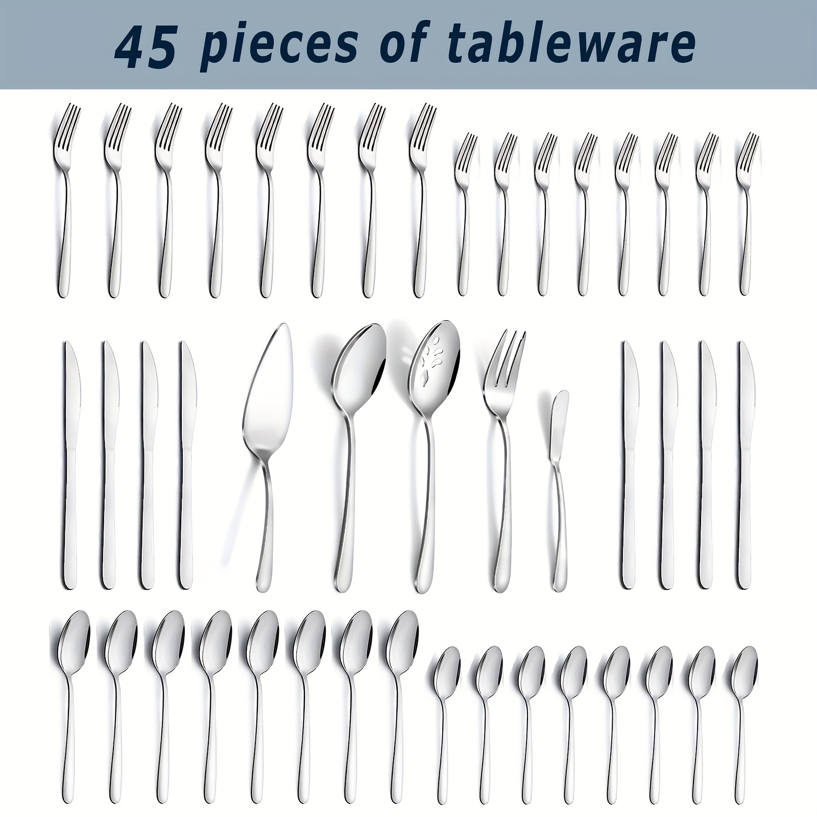 

45/65pcs/set Steel Knife Tableware Set, Spoon Shovel Set, , In All , - Spoon Tip