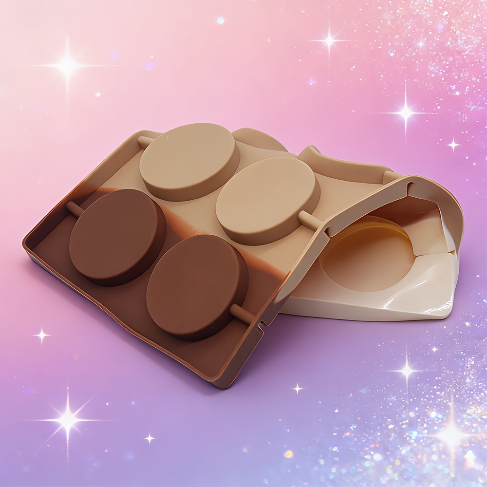 Image of 1pc Large Round Chocolate Lollipop Silicone Mold, 5cm Diameter, For Round Lollipops, Candies, Fondant, , , Cake Decorations, Baking Tool, Homemade Diy Valentine's Day Holiday Gift