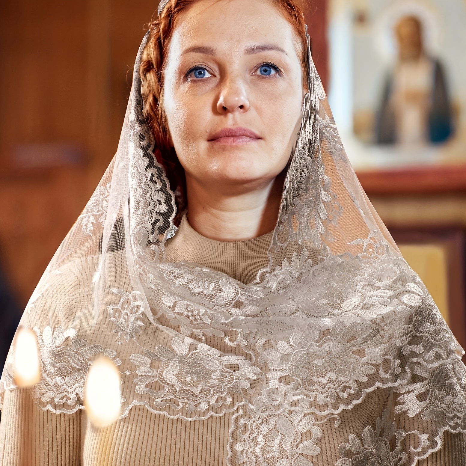 – Camellia Bud Veil Set, Spanish-Style Orthodox Church Prayer Shawl and  Headscarf Gift Box