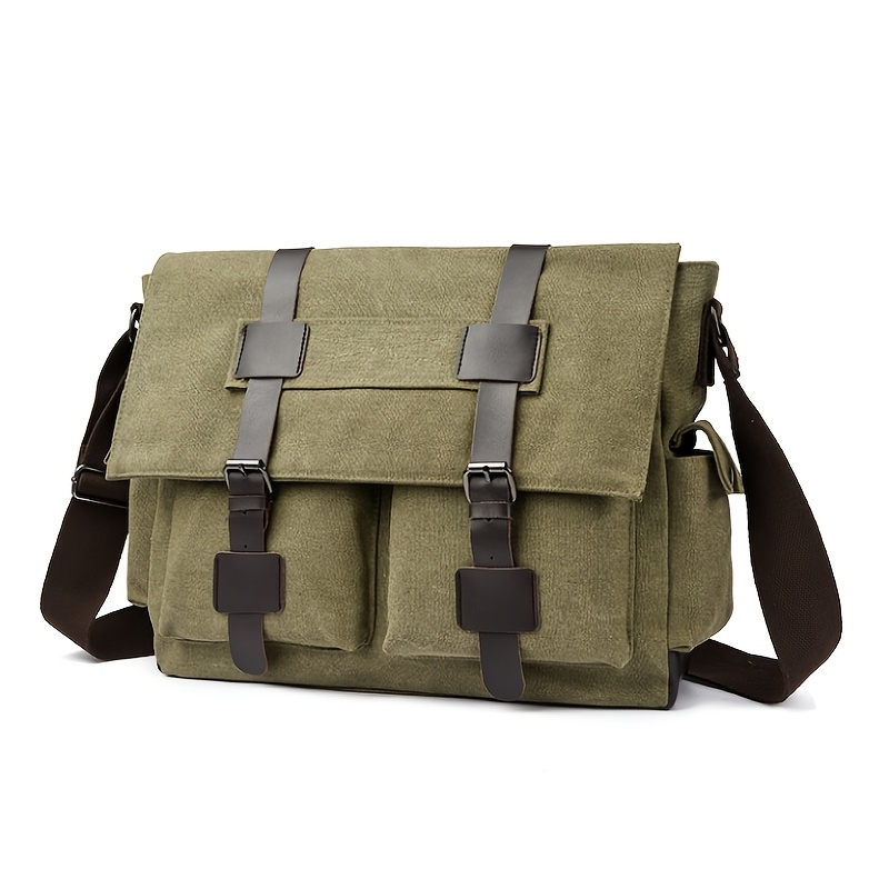 TEMU Large Capacity Retro Crossbody Bag, Reasonably Partitioned Wear-resistant Washed Shoulder Bag, Large Capacity Computer Bag Travel Bag, Casual