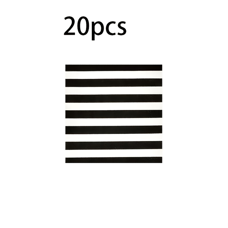 20pcs/40pcs, Black And Napkins Black & White Stripe Cocktail Beverage Napkins Black Striped Dessert Napkin For Bridal Shower Wedding Holiday Birthday Black And White Party Decor (black)