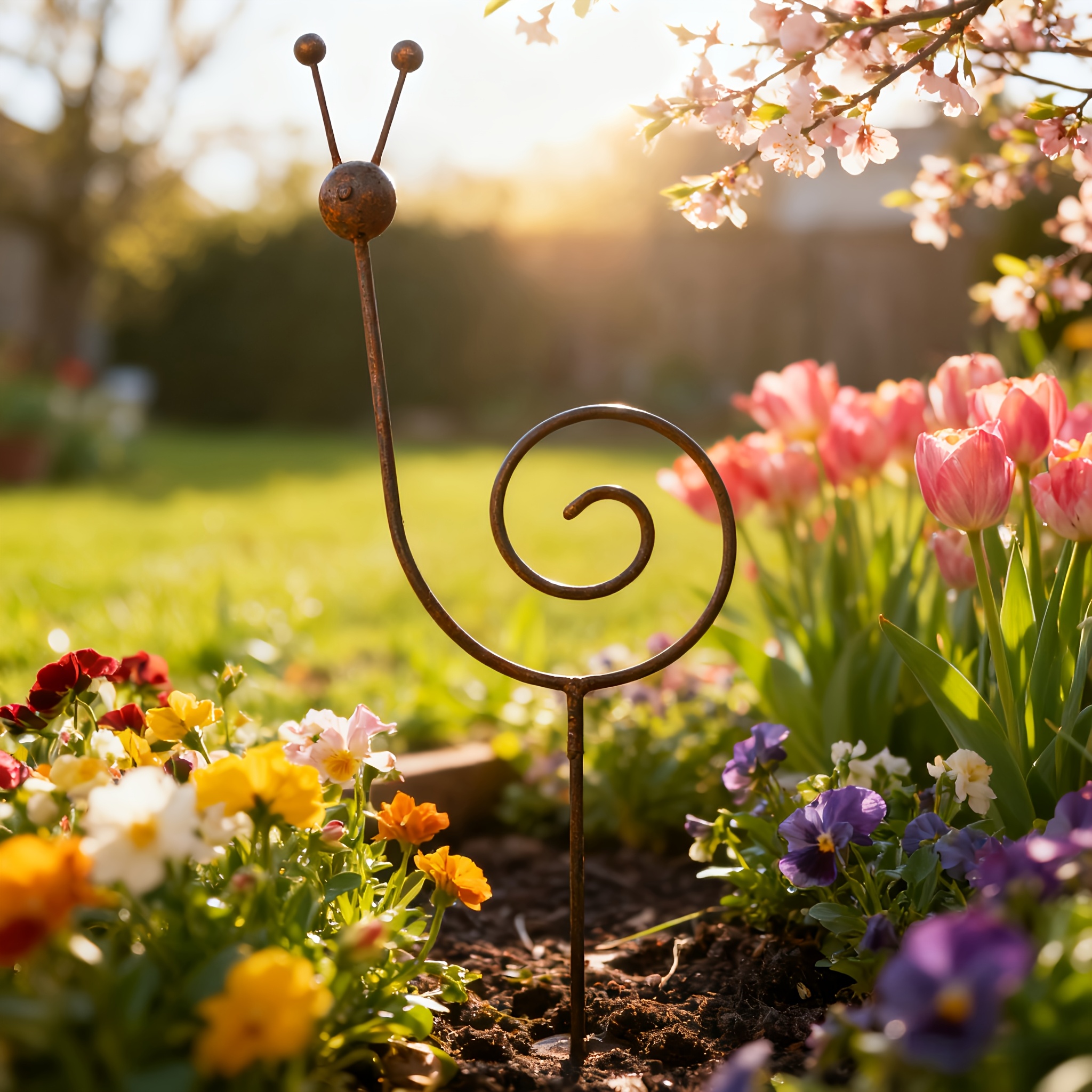Image of [3d] 1 Rust-colored Plant Stand/minimalist Garden Ornament - Snail Sculpture, Suitable For Rustic Style Courtyards, Lawns, And Garden Decor, An Gift For , Family, And Colleagues