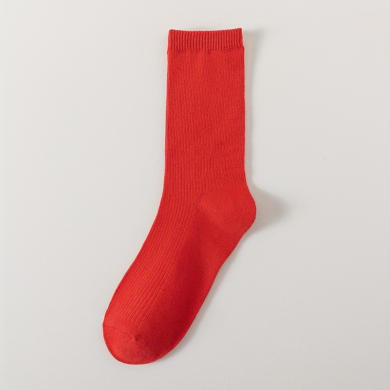E-shop 1 Paar einfarbige, bonbonfarbene Dopamin-Wadenhohe Damensocken