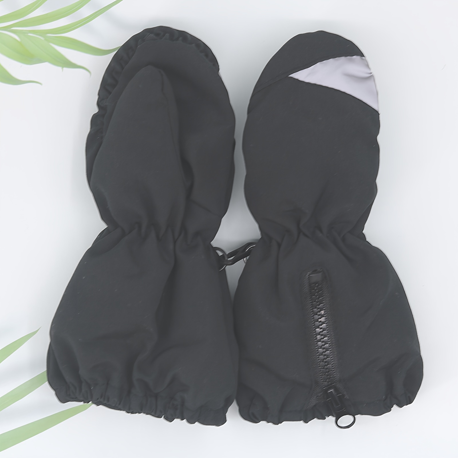 Image of Winter Solid Color -lined Ski Gloves For Babies, Outdoor Thickened Non-slip Warm Skiing Cycling Travel Quality Snow Gloves, Cold Weather Ultra-thin Warm Lined Gloves For Boys And Girls