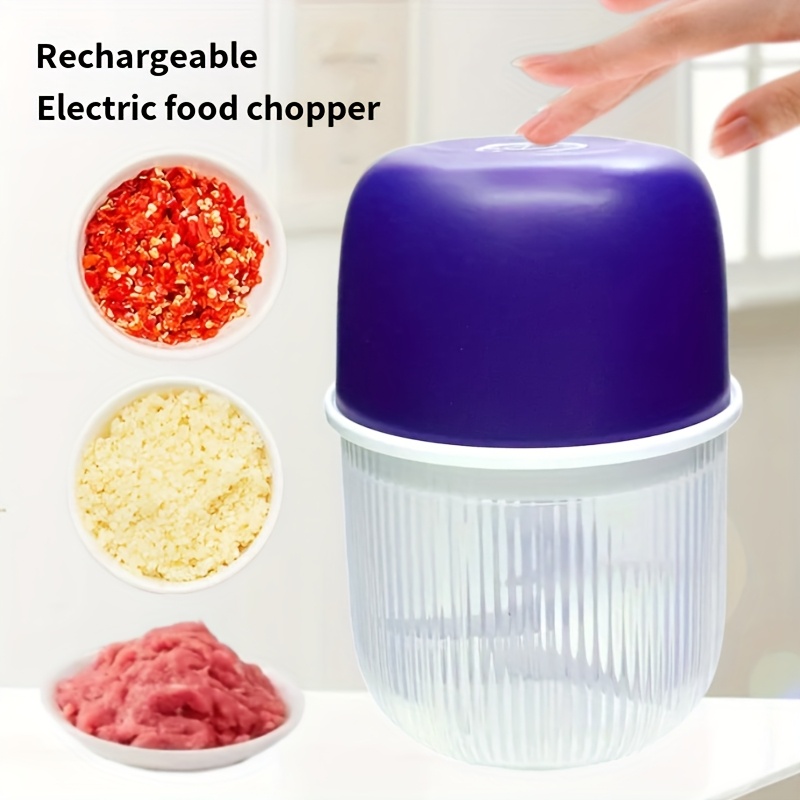 electric garlic crusher and food chopper with usb powered operation portable electric chopper with   lever heavy duty 10oz cup for garlic onion ginger meat vegetables ideal for   kitchens garlic chopper kitchen appliance culinary tool modern kitchenware sixbladed knife system plastic construction Product details 3