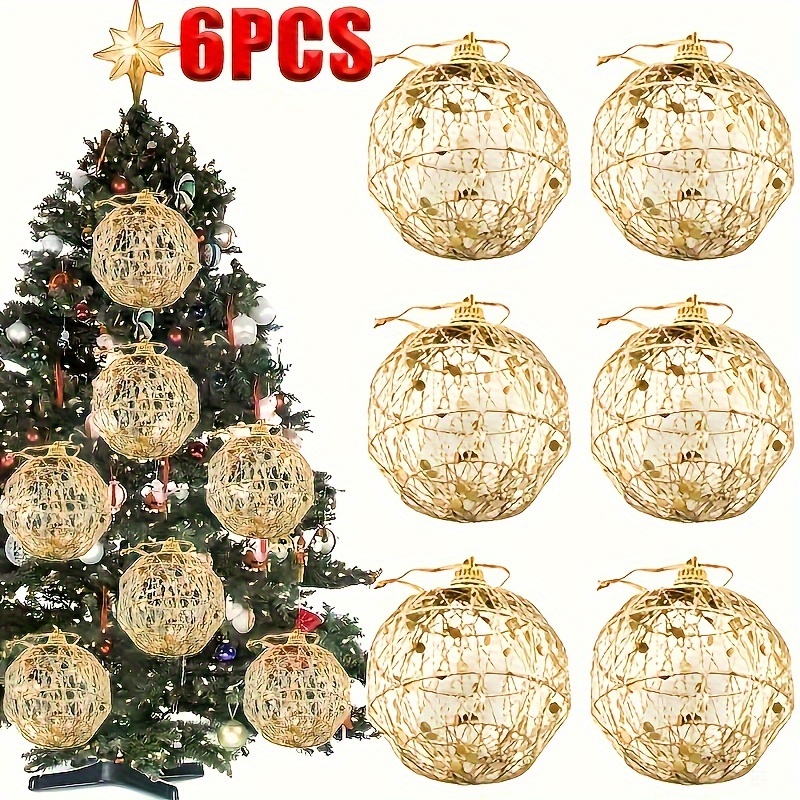 TEMU 6pcs Ornaments Set - Shatterproof Hollow Decor For Christmas , , Thanksgiving, New 's Eve & Parties