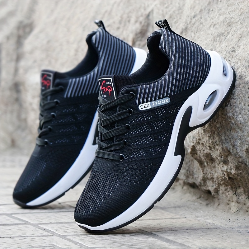 A Pair Of Men's Casual Sports Shoes, Embellished With Blue, White, And Red, Breathable, Lightweight, And Non Slip Running Shoes, Suitable For Outdoor Walking And Activities
