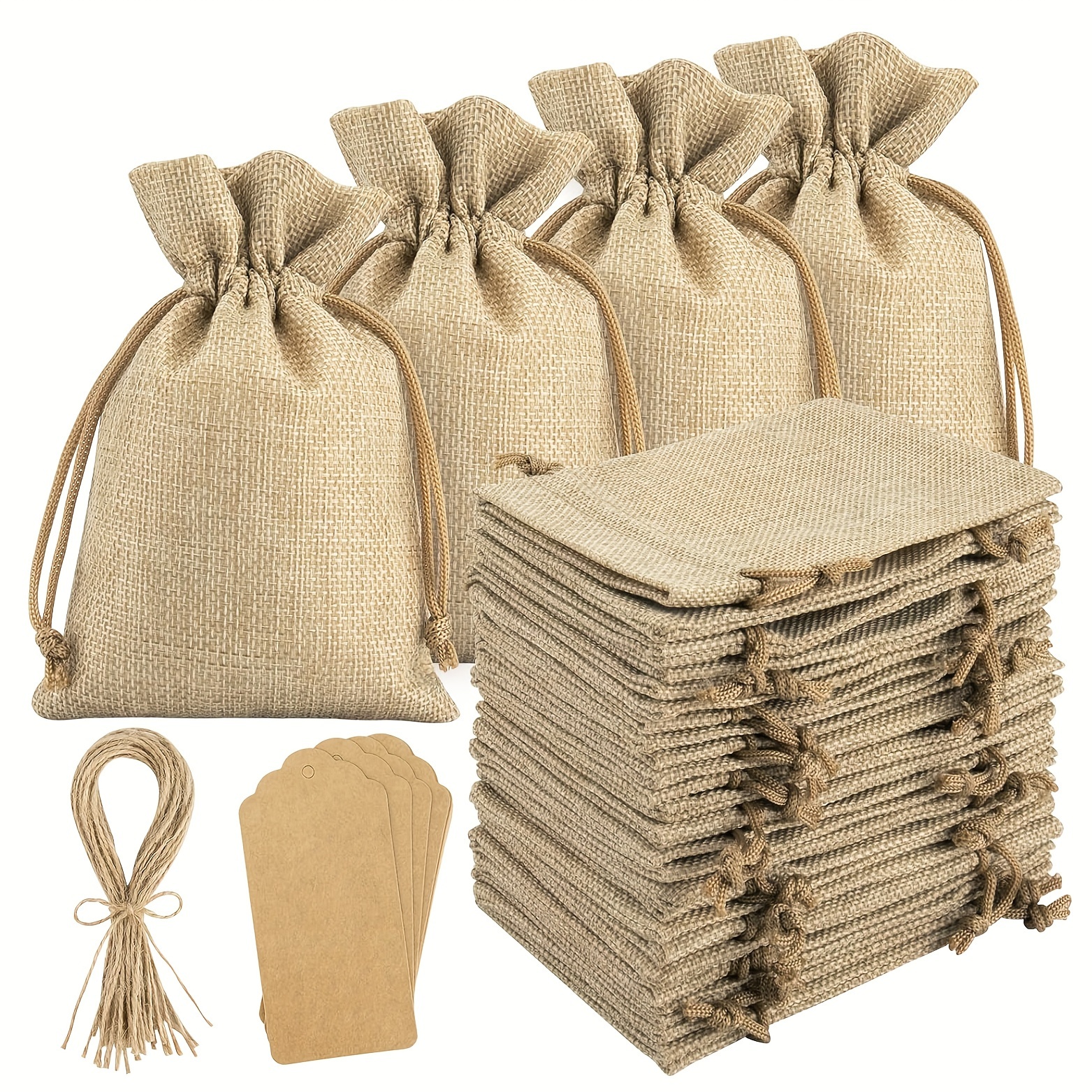 

Set Of 25/50 Linen Burlap Drawstring - 4x6 Pouches For Wedding Favors, Bridal , Parties, , Jewelry , Christmas And Halloween