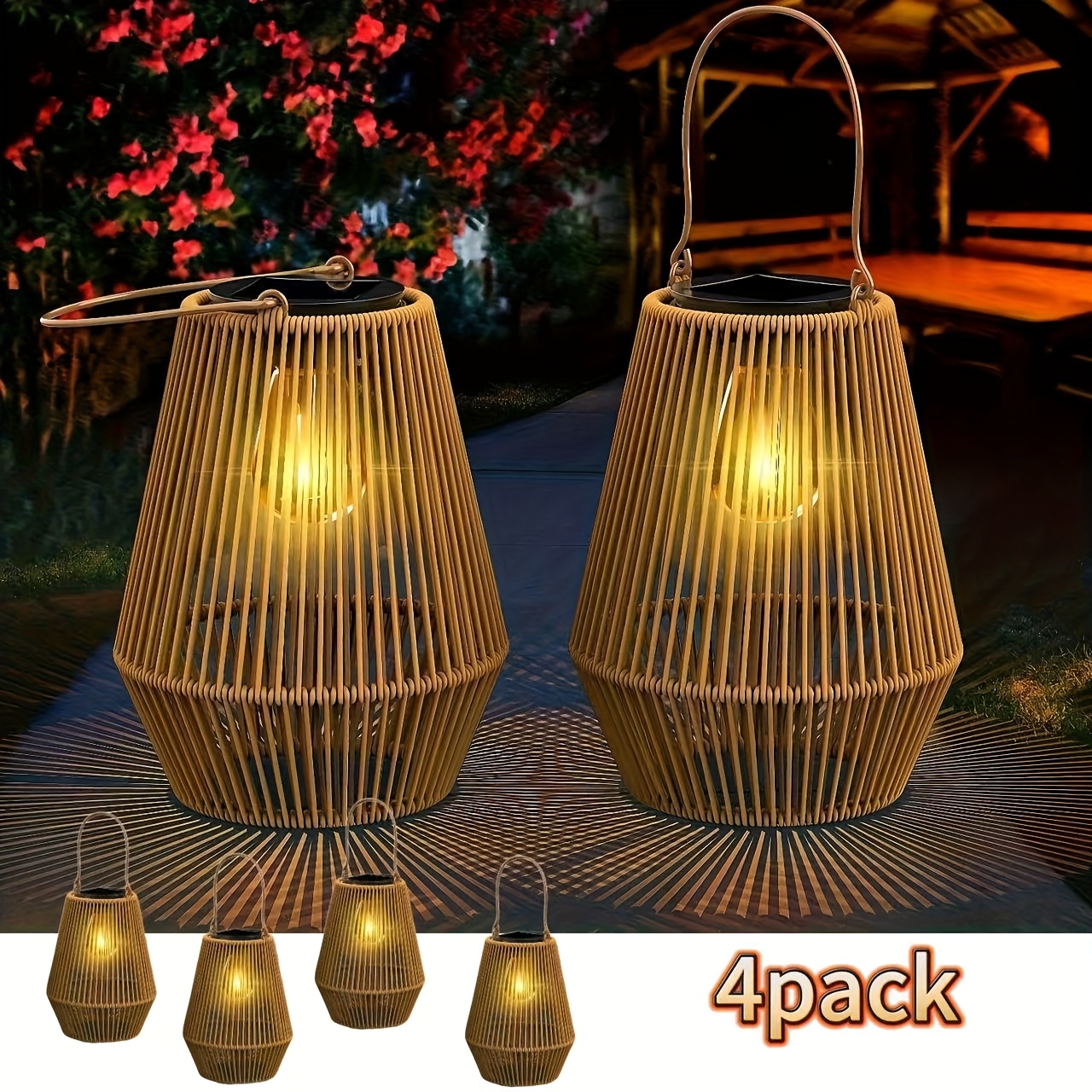 4 pack solar lanterns solar lights outdoor solar lights suitable for outdoor hanging solar lights outdoor solar lights to decorate gardens courtyards yards   trees lawns   home decoration atmosphere lights gifts   1 pack 2 packs