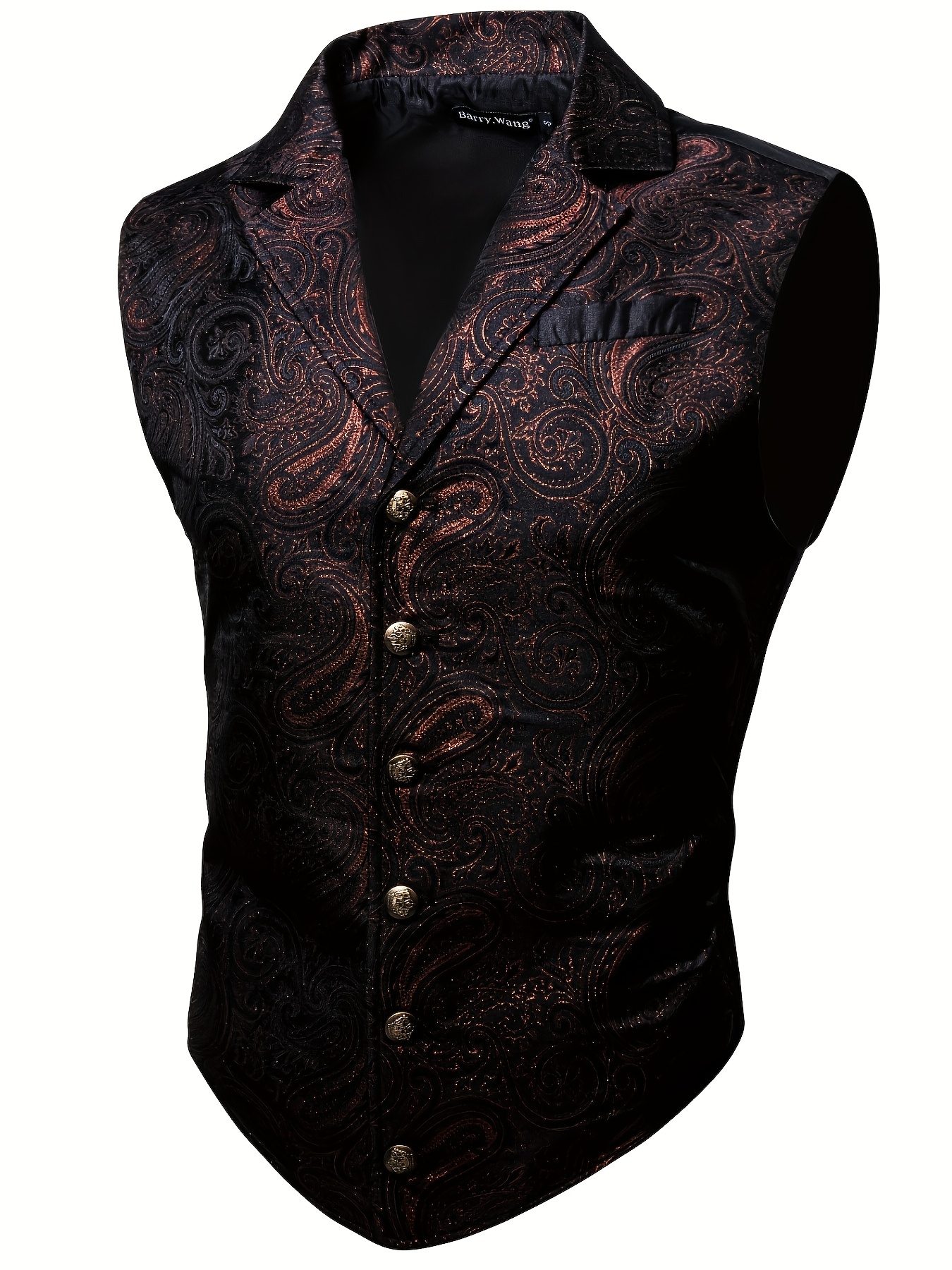 Débardeur Homme ZDJSWJ - Style Steampunk Gothique, Col Creux, Boutonné (70% Polyester, 30% Coton)