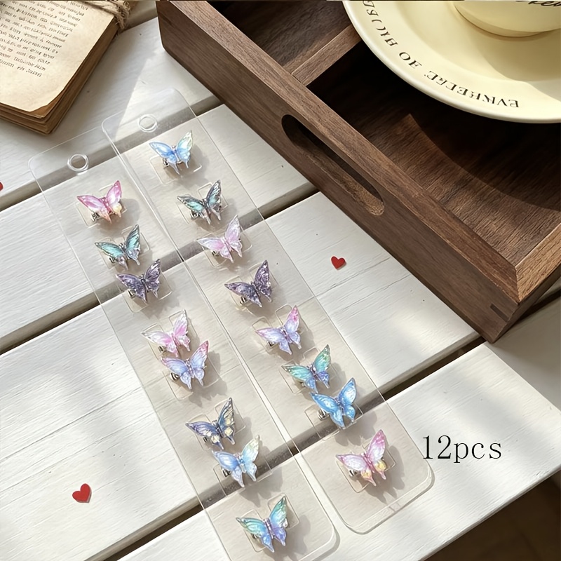 TEMU 12pcs Gradient Transparent Hair Clips, Ethereal, Forest-themed, For . Side Clips For An , , And Fragmented Bangs Hairstyle