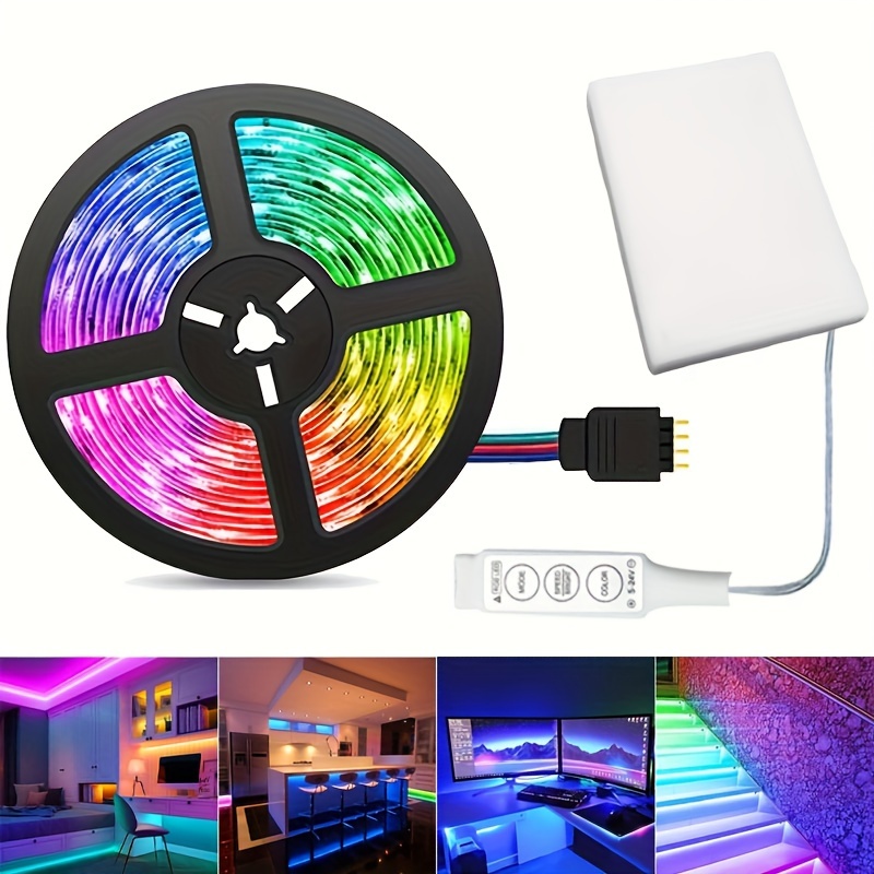 

5050 Led Rgb Strip Lights, Battery Powered, 1m-5m (3.28ft-16.4ft), 3 Button Controller, For Any Diy Use, Bedroom, Home, Party, Camping Decoration Strip Lights