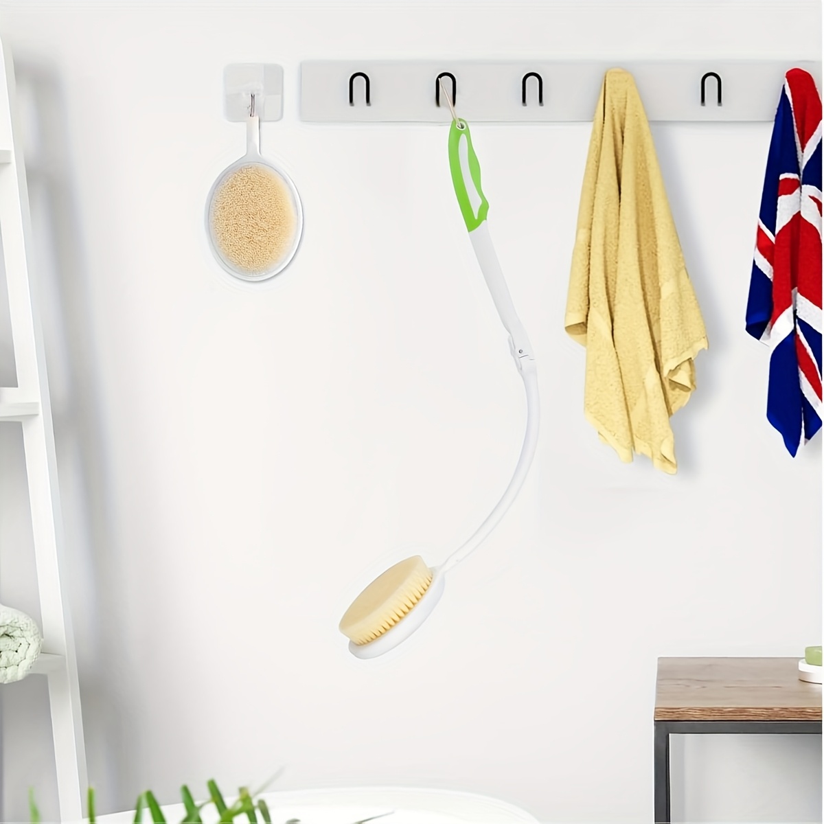 1pc back shower brush with long curved handle   back scrubber soft bath brush for back   reach areas elderly   women bath or shower use lightweight manual shower brush back scrubber for shower userfriendly design durable scrubbing pad Product details 1
