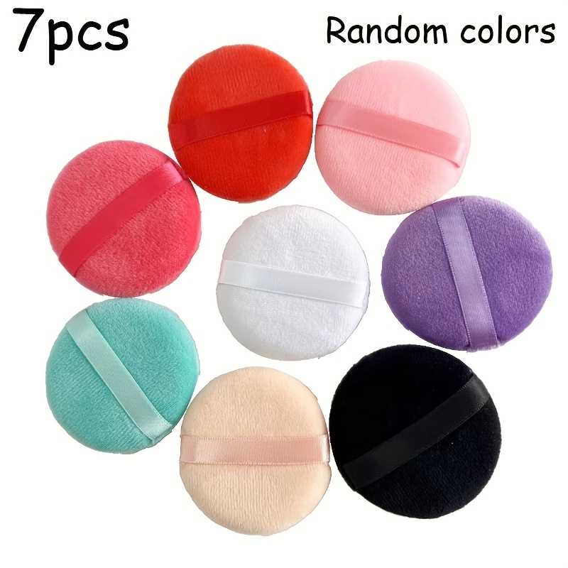 TEMU 7pcs Random Color Round Setting Makeup , Soft And Portable Makeup