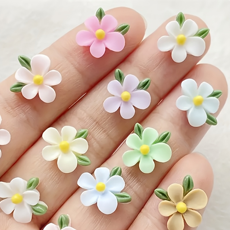 Mixed Resin Mini Flower and Leaf Flat Back Charms Set