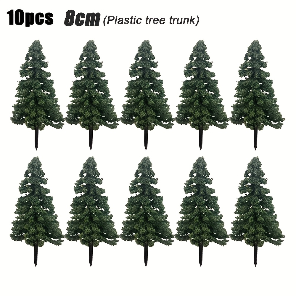 10pcs Model Pine Trees Model Train Trees For Ho Or Oo Scale Scene 4/6/8/10/12cm