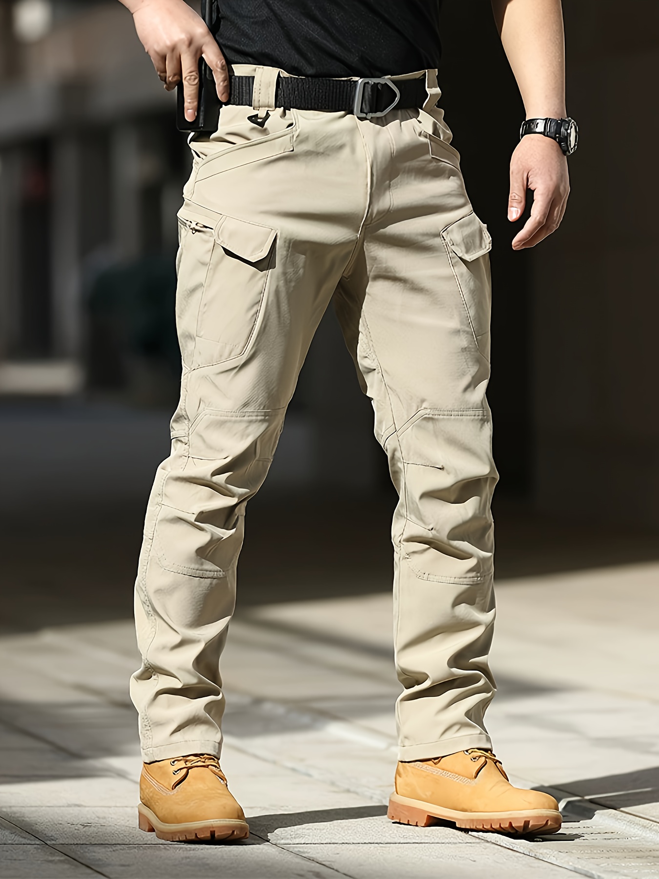 herren allwetter outdoor cargo hose mit mehreren   - strapazierfähiges stretchmaterial, reguläre passform für wandern, jagd, training & freizeit - unifarben, keine zubehörteile enthalten, herren cargo hose, taktische hose herren, arbeitshose herren