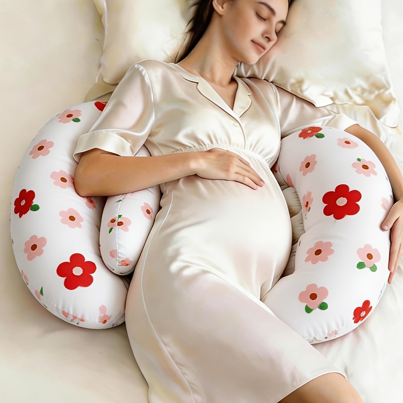 TEMU Multifunctional U-shaped Pregnancy Pillow With Small Support Pad, Soft And Skin-friendly Floral Pattern Side Sleeping Pillow, Adjustable Lumbar
