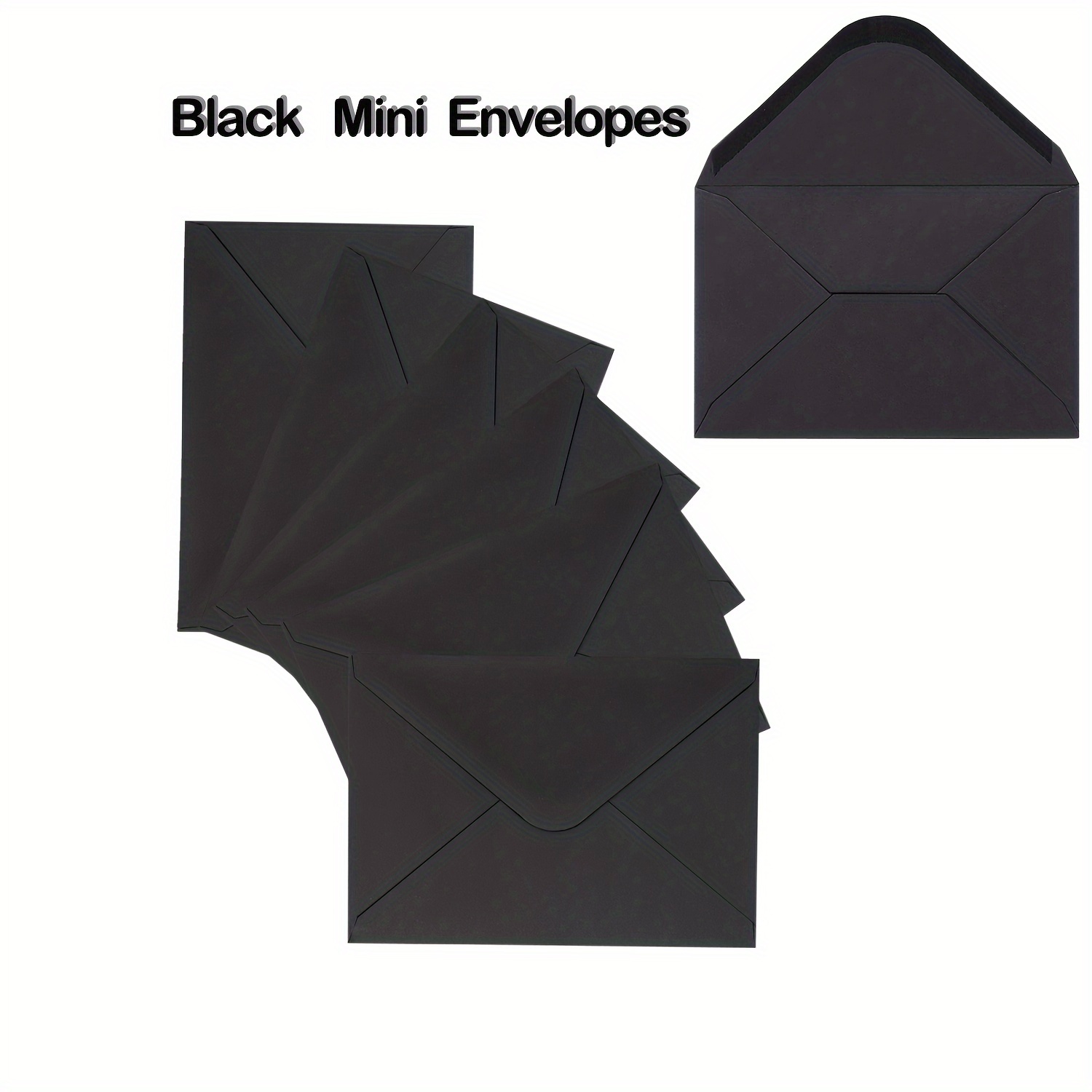 

50pcs Mini Envelopes, Self-adhesive Black Envelopes, Gift Cards, Business Card Envelopes, Suitable For Weddings, Greetings, Business Cards, Diy Handmade Gift Small Envelopes, 4x2.75"/10.1x6.9cm) Black