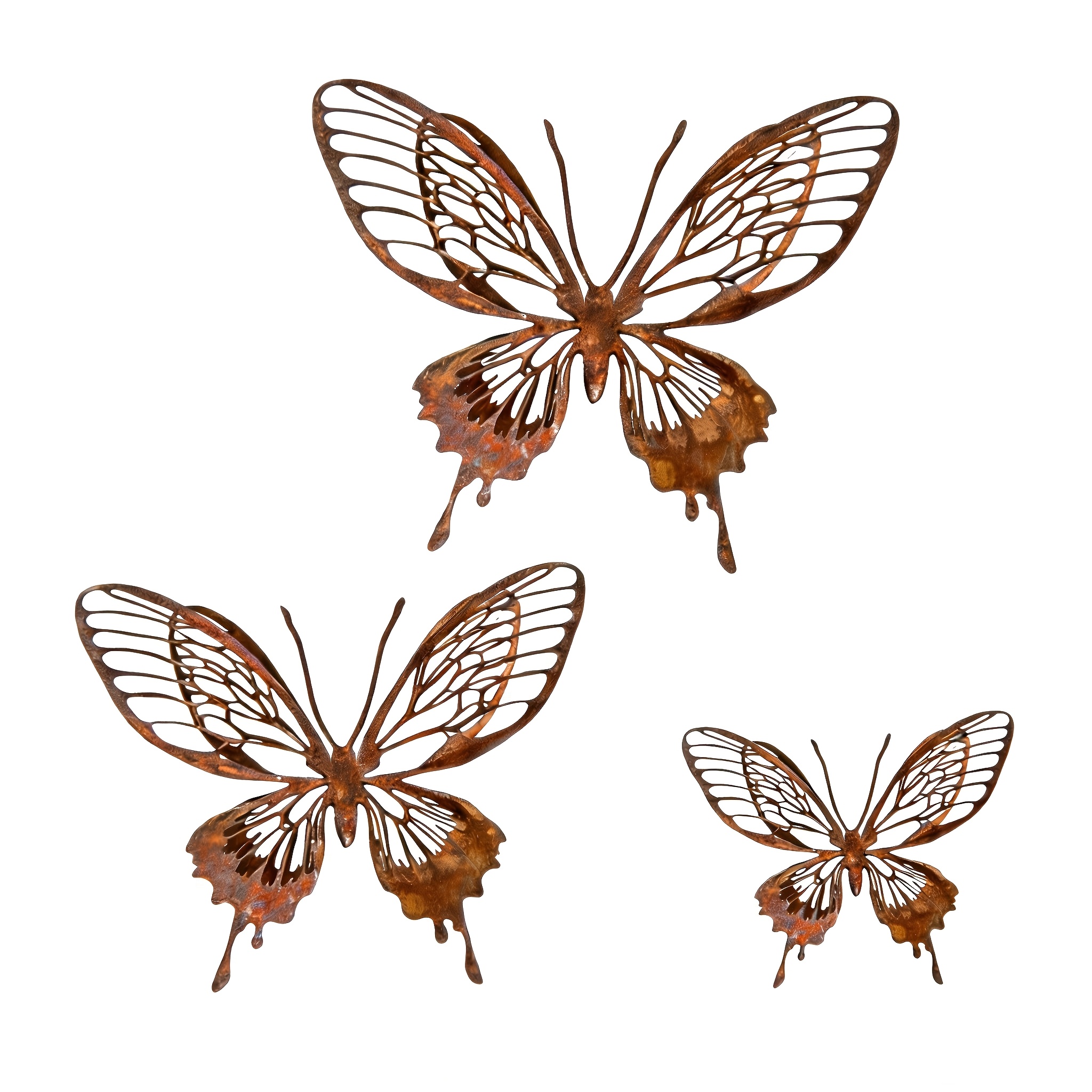 Image of 【3d】 Vintage Rusty Ironwork, Metal Butterflies For Outdoor Decoration, Pre-drilled For , Nature- Decor, Gift Idea. Perfect For Outdoor Gardens. Best Gift