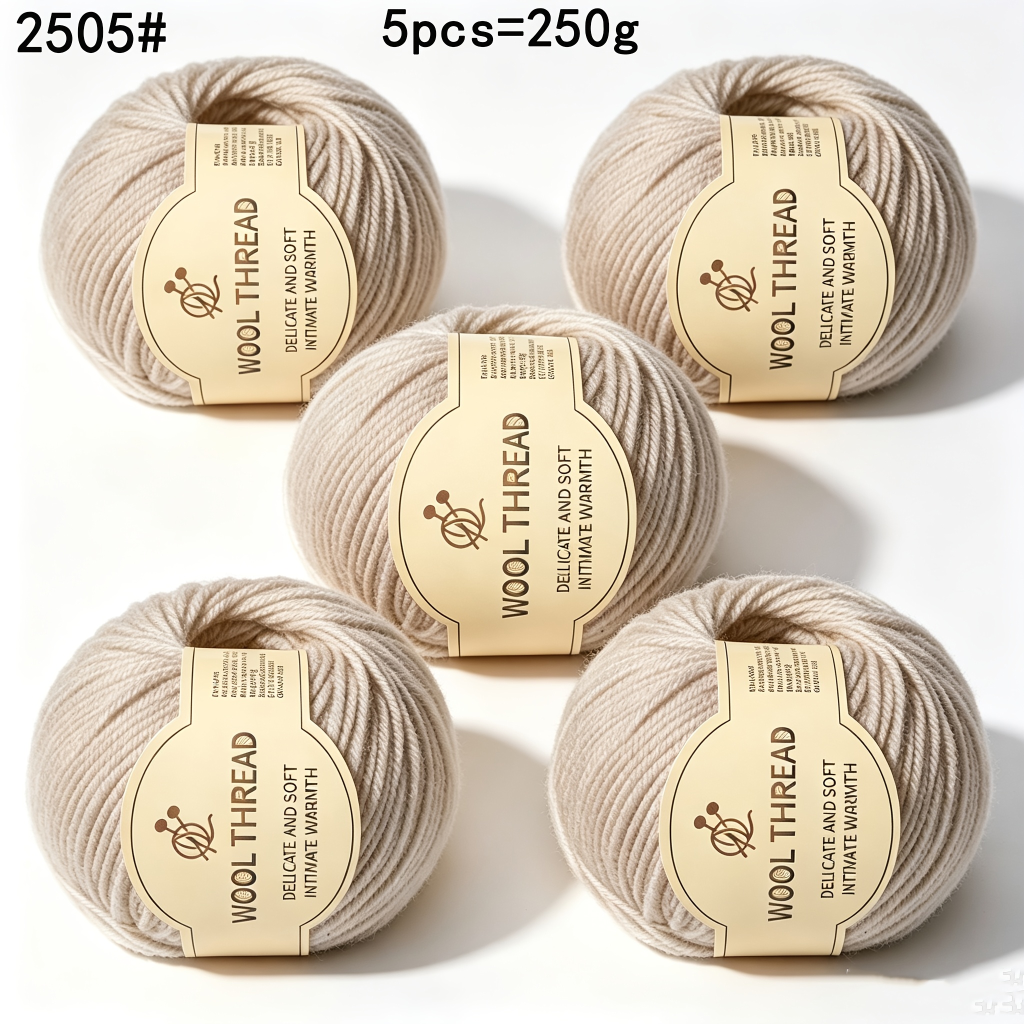 TEMU Lot de 5 écheveaux de laine d' de 290, 50G par rouleau pour un total de 250G, fil à tricoter et à crocheter de taille moyenne, idéal pour
