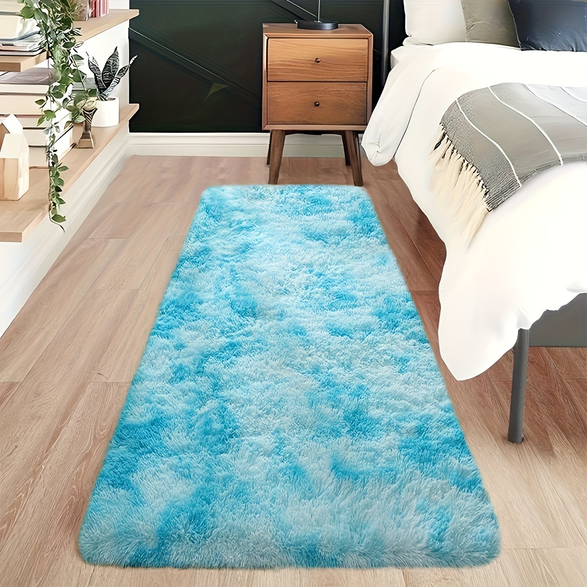 1pc Tie-dye Printing Carpet, Gradient Silk Soft Plush Living Room popular Bedside Rug