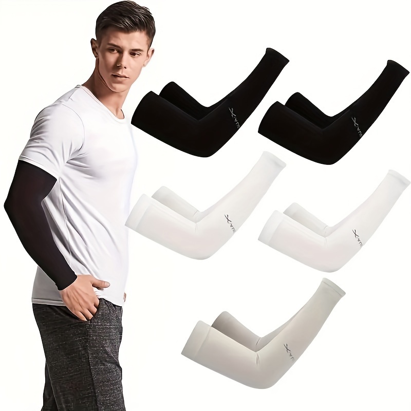 

5 Pairs Unisex Uv Protection Solid Color Arm Sleeves - Cooling & Breathable - Ideal For Cycling, Golf, Running, Driving