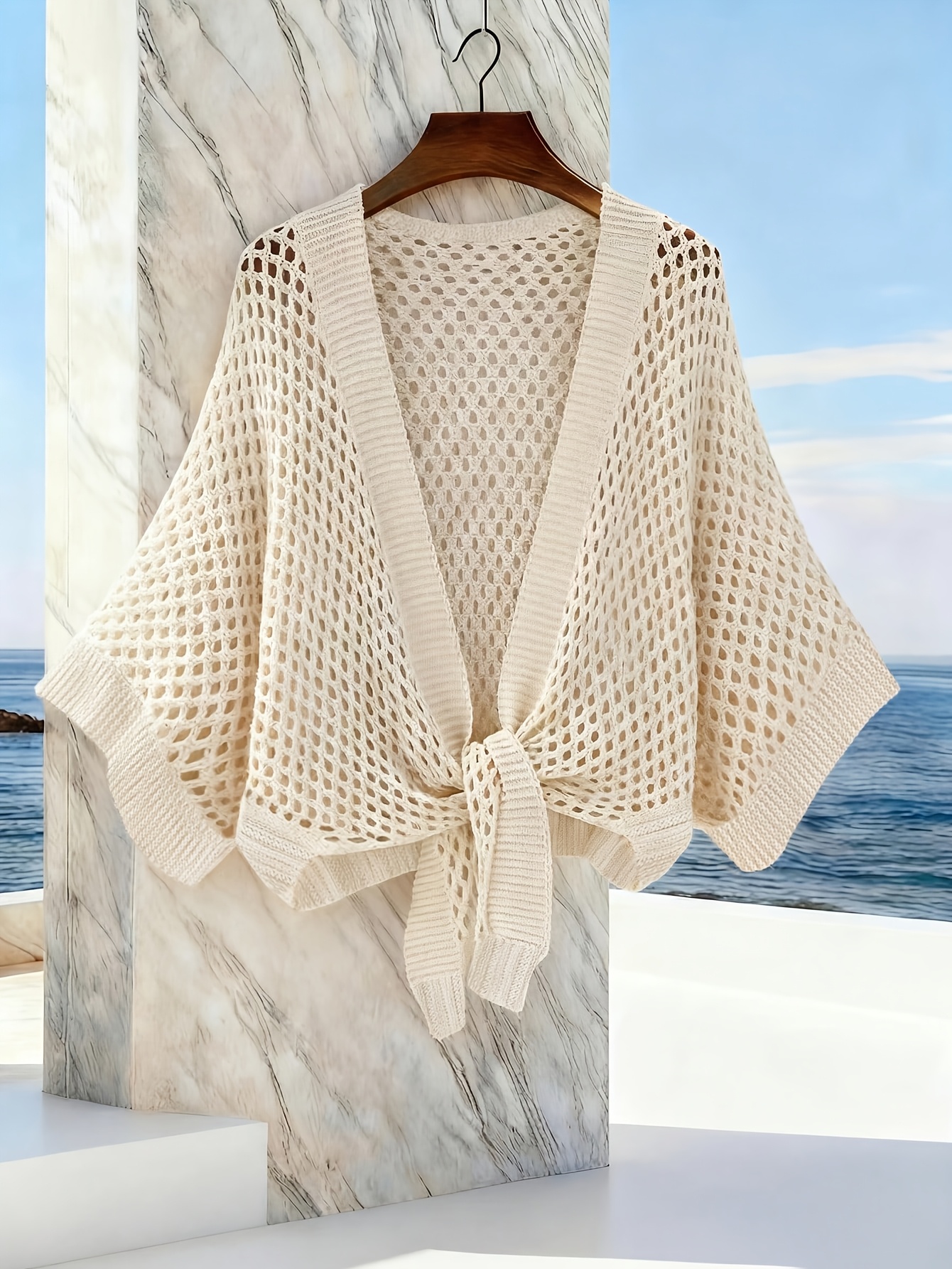 womens knitwear womens cardigan hollow v neck tie loose fashionable multifunctional   womens cardigan for vacation and leisure fashionable and versatile