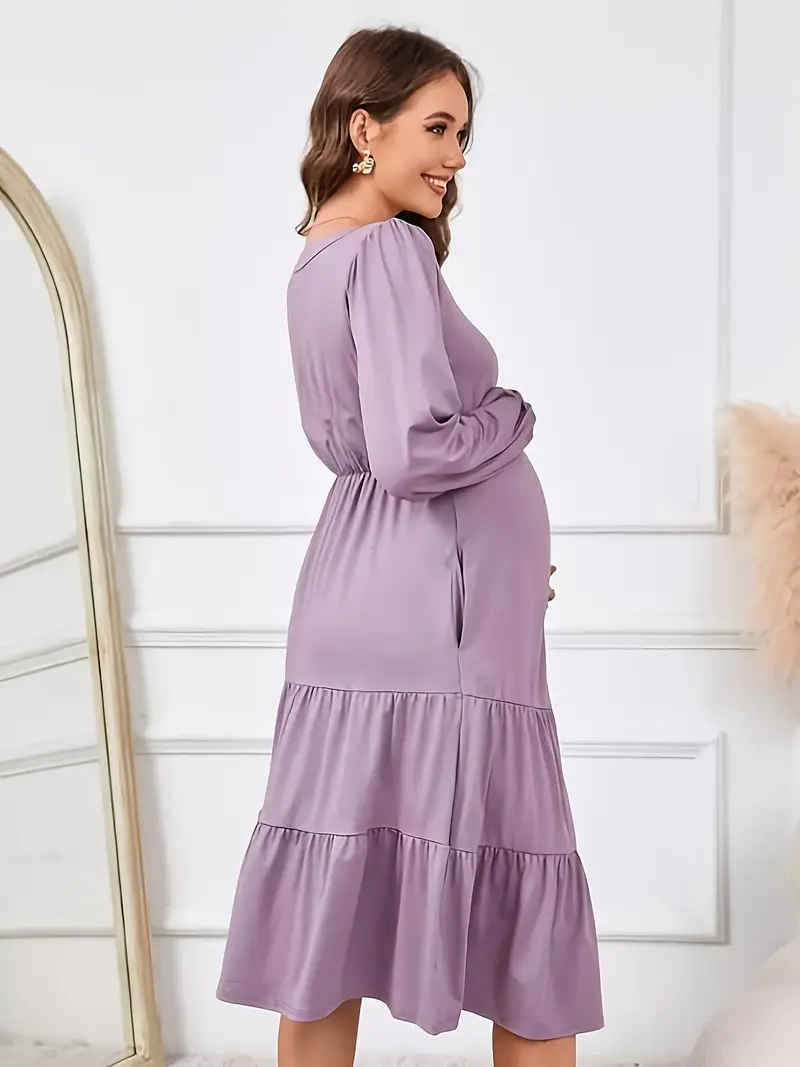 elegant maternity v neck dress long sleeve length - Temu elegant maternity v neck dress long sleeve length - Temu