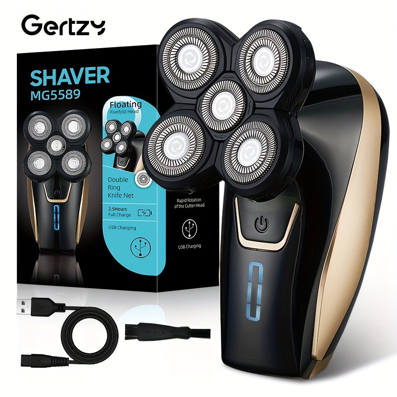 

Rechargeable Electric Head Shaver With 5 - Cordless, Wet/dry, & Bald Head With Rotary Blades - Father's Day Gift