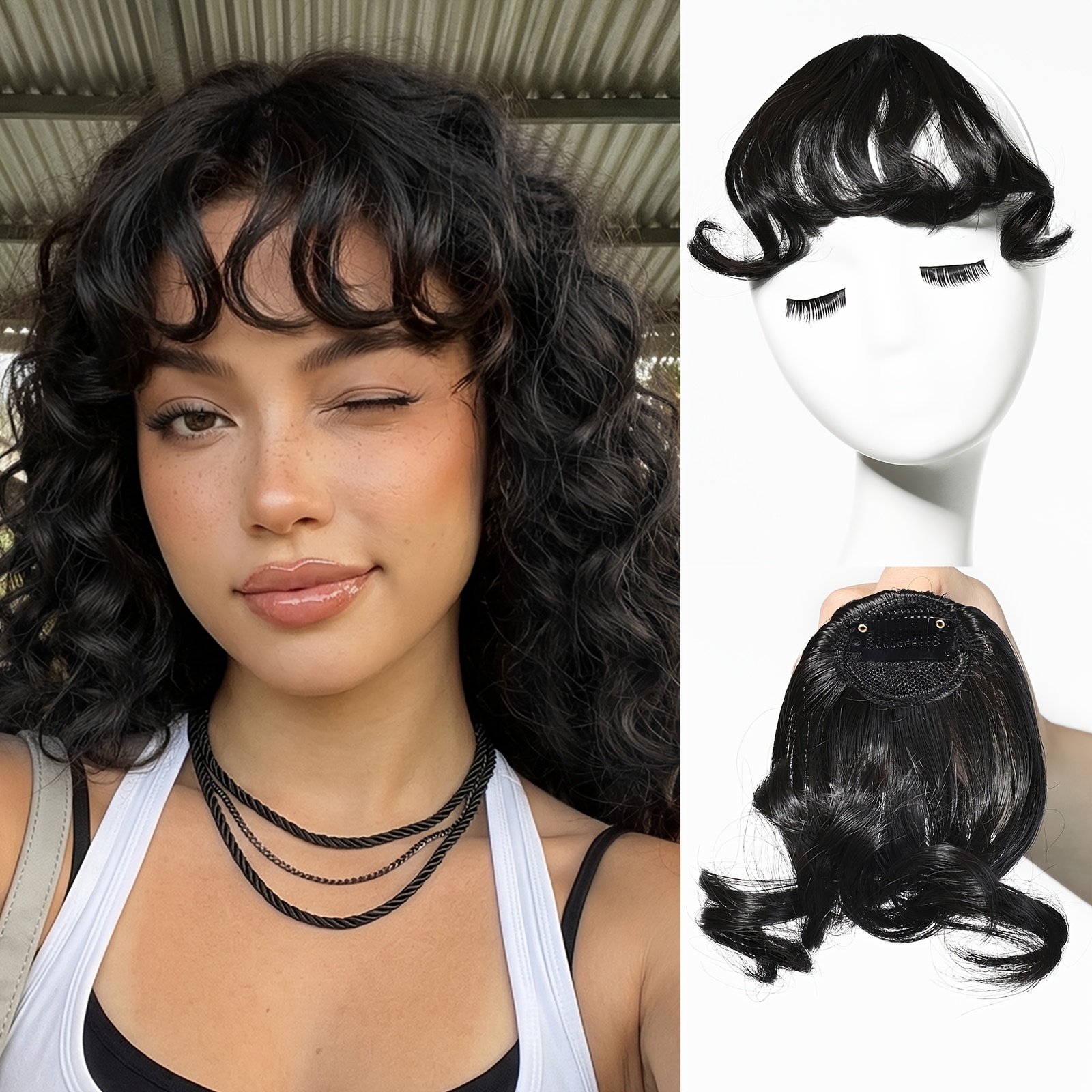 Image of Women' Clip In Bangs Hairpieces With Temples - Natural Looking Wispy Fringe Suitable For Hair Types & , Instant Bangs For Daily Wear, Temporary Hairstyle (no Clip- Hair)