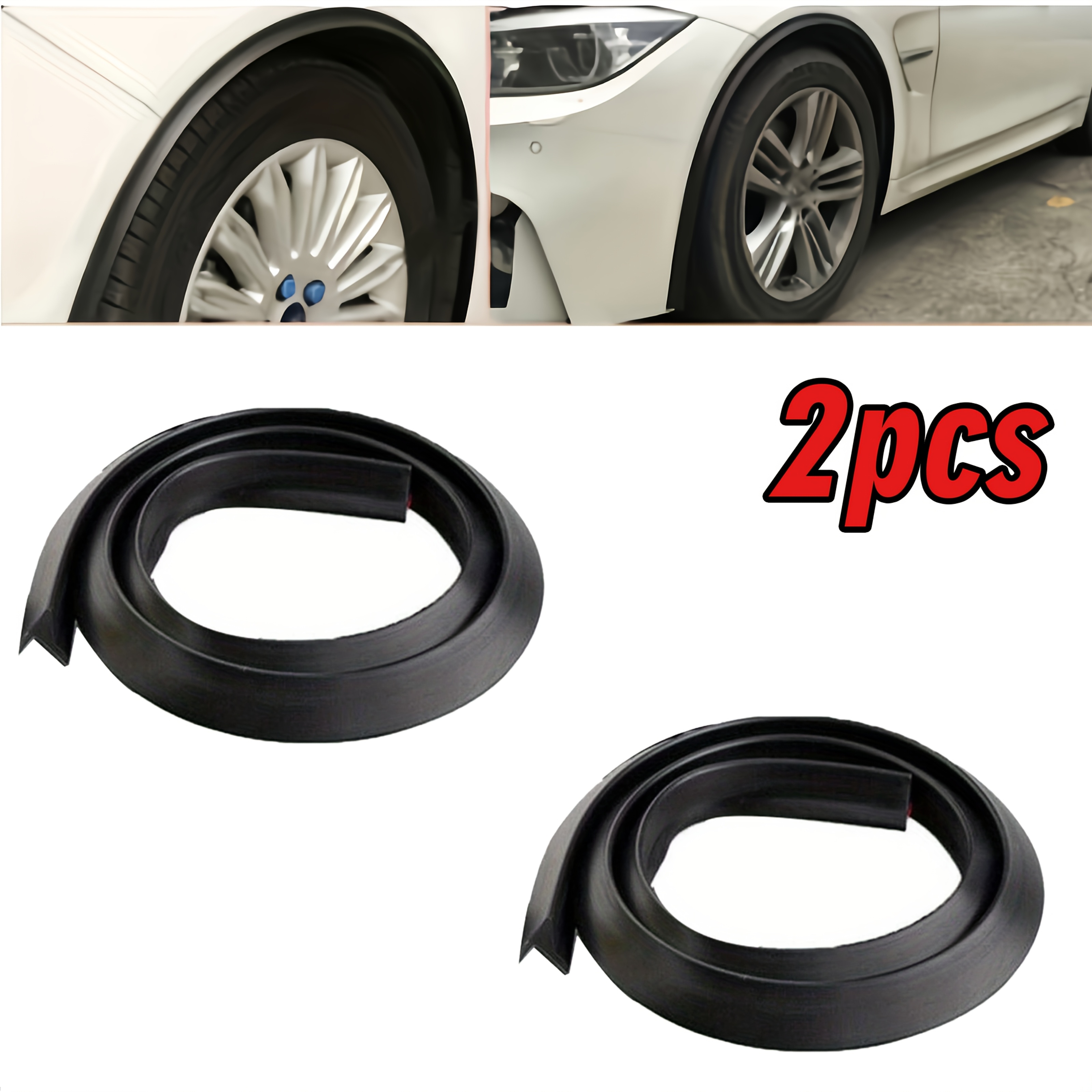 TEMU 2 Roll Arch Cover Extension - Universal Rubber Mudguard Extension, Scratch-resistant Design, Durable Plastic, , No Tools Required, Vehicle