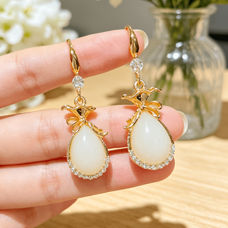 Women's Bohemian Plated Cat's Eye Stone Earrings