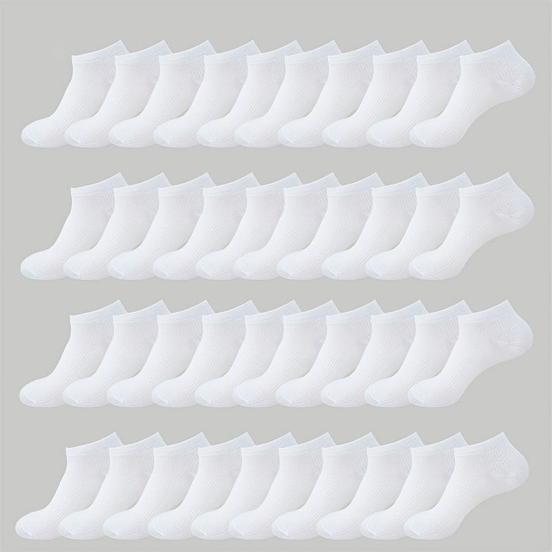 

10/20/40 Pairs Of Men's Solid Colour Crew Socks, Comfy Breathable Casual Soft & Elastic Socks, Spring & Summer