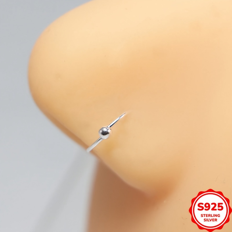 Image of 2pcs Elegant And Sexy S925 Sterling Silvery Nose Ring With Cartilage Earring Piercing Hoop For Women, Spiral Tragus Wearable Piercing Jewelry, Suitable For Daily Wear, Parties, And Vacations